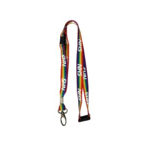 NHS Rainbow Lanyards with Safety Breakway and Metal Hook