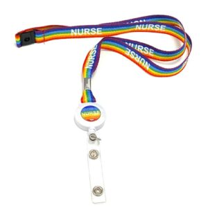 Rainbow Nurse Badge Reel Lanyards with Safety Break